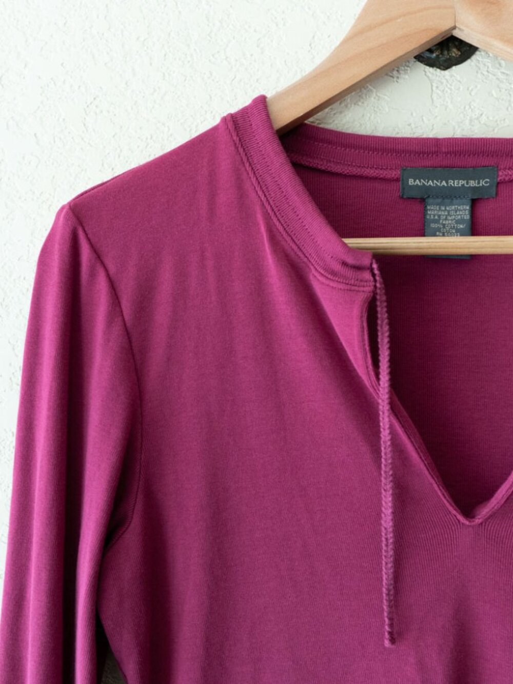 Banana Republic Pink Long Sleeve Tie Neck Top 100% Cotton Made USA Women's M - Picture 4 of 12